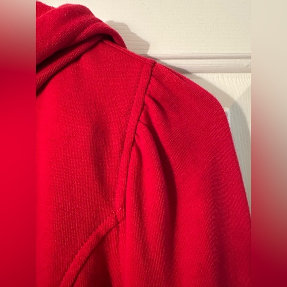 ANTHROPOLOGIE Sunday Mon M Coastal Red Hoodie Ribbon Bow Bell Sleeve Rope String - Picture 6 of 16